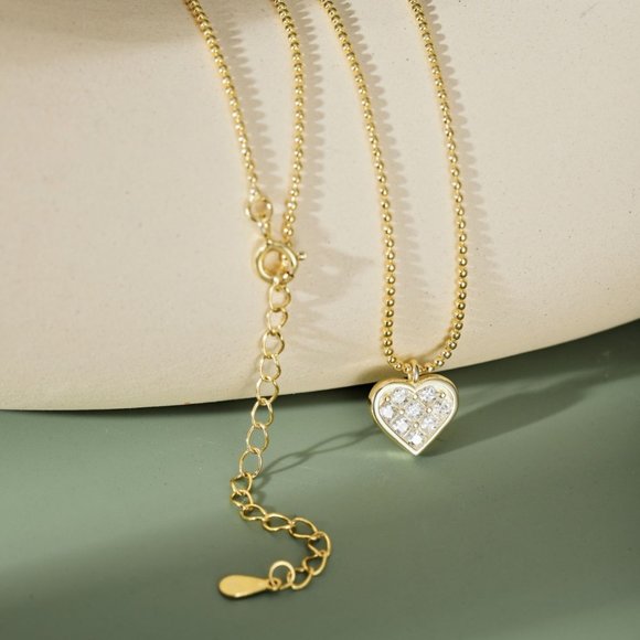 Glistening Gold Heart Pendant Necklace in Sterling Silver - Picture 7 of 9